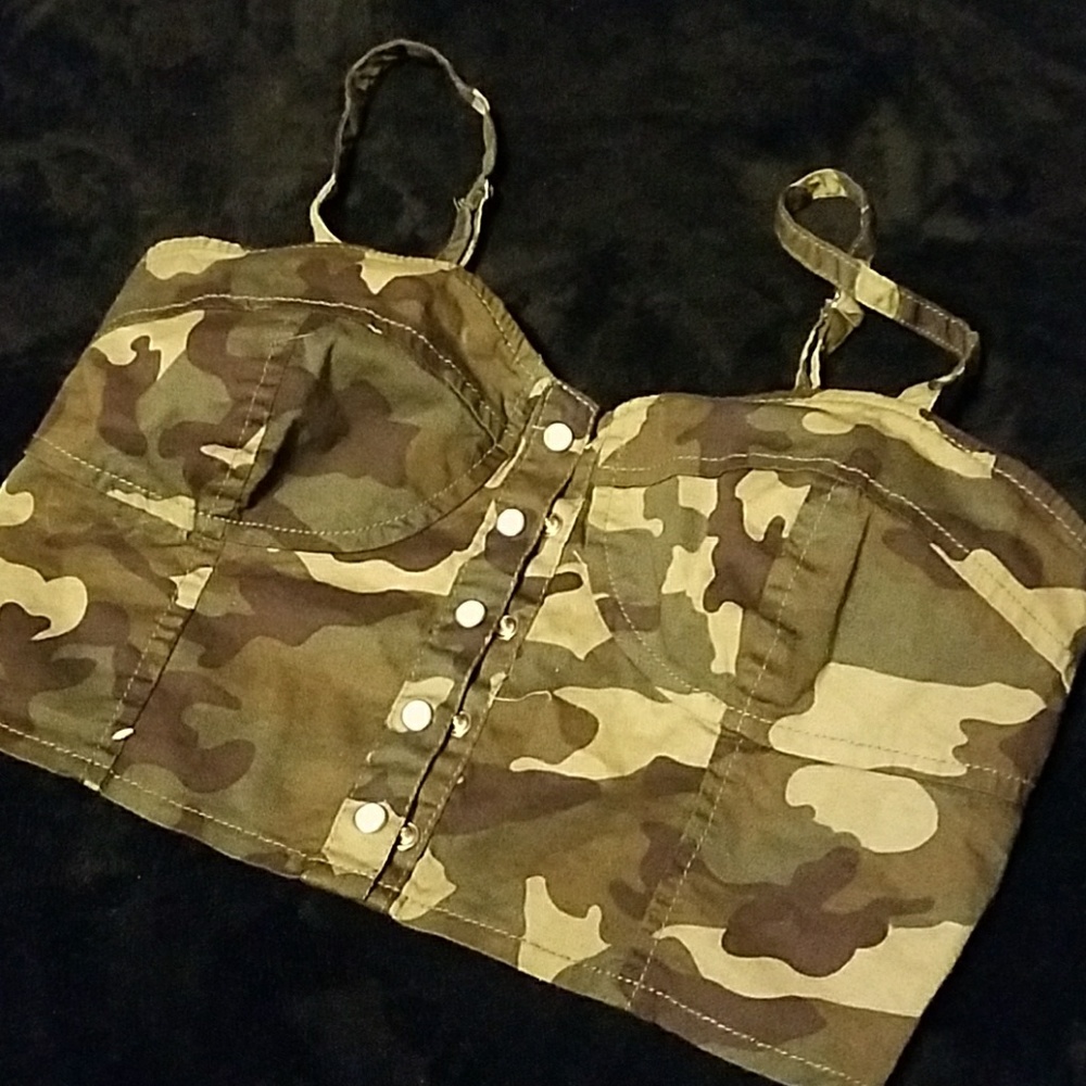 Camo Bustier Crop Top